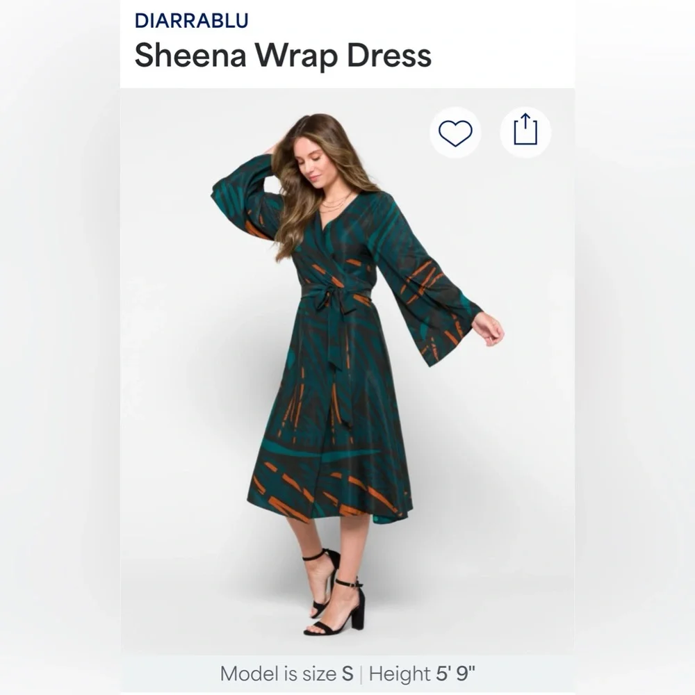 Diarrablu Sheena Wrap Dress in Teal and Orange - Picture 5 of 10